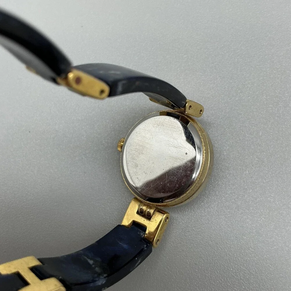 Lucida Womens Watch 21mm MOP Dial Gold Tone Blue Bracelet New Battery 6.5